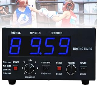 Portable Interval Timer with LED Display - Adjustable Sound, Customizable Training Time & Repetitions Professional Gym Timer for Boxing, MMA, and Kickboxing Workouts Blue
