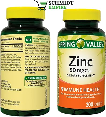Miniatura 3 de Spring Valley - Cápsulas de suplemento dietético de apoyo inmunológico de zinc, 50 mg, 200 unidades + adhesivo Schmidt Empire (2)