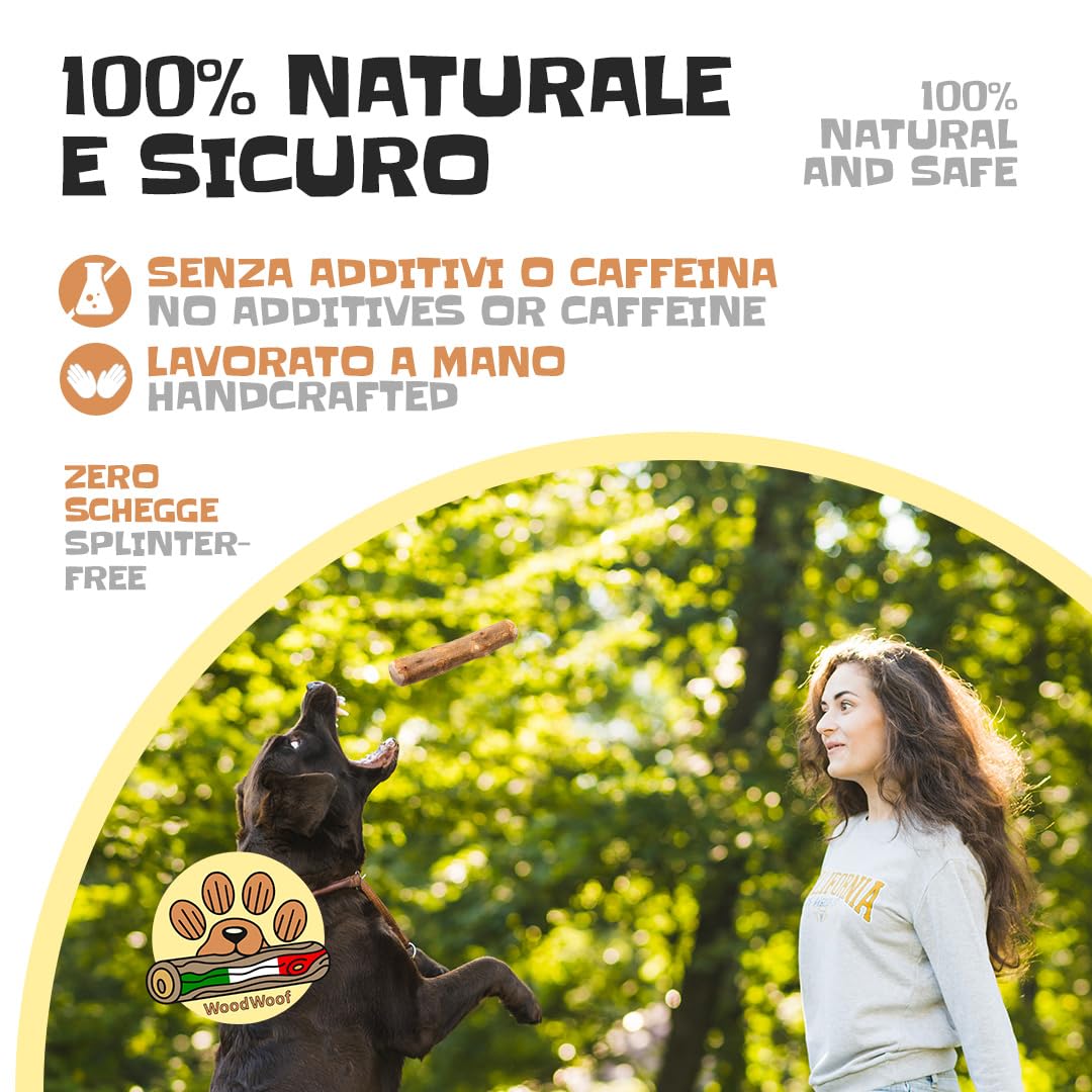 WoodWoof Masticativi Naturali per Cani Stick Ulivo S 60-120 g Antistress Igiene Dentale