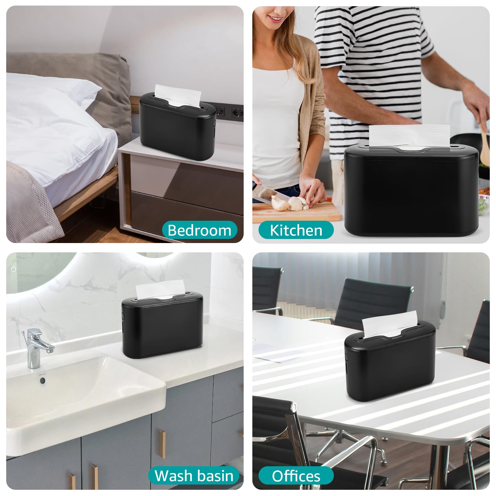 Dispensador de toallas de papel multipliegue, color negro | Base de ABS antideslizante, se adapta a toallas triples, plegables en C y plegables en Z, para baños, cocinas y uso comercial