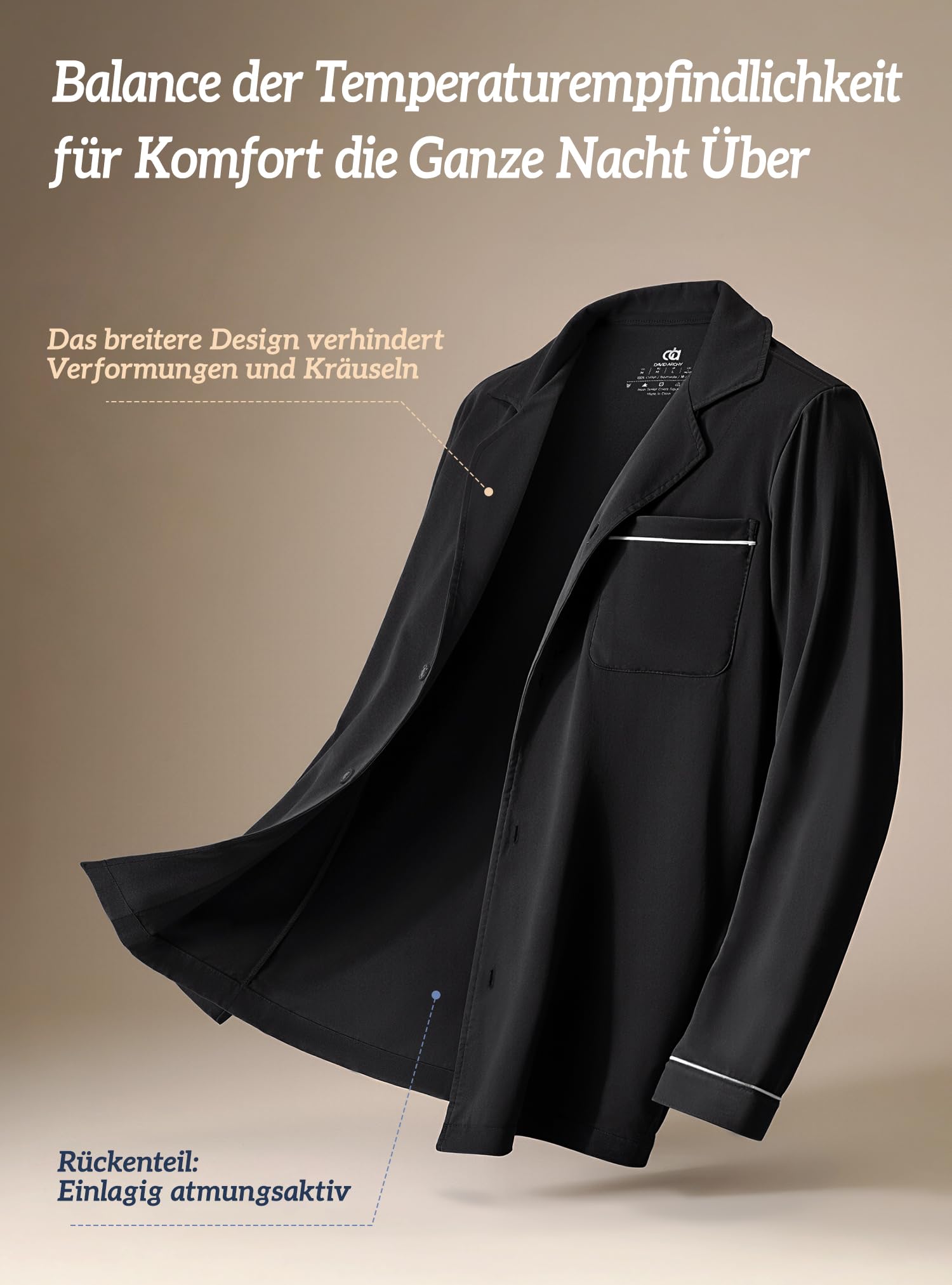 DAVID ARCHY Herren Schlafanzug lang weiche Baumwolle Schlafanzug mit Taschen und Kordelzug Herren Pyjama lang mit V-Ausschnitt zweiteilig