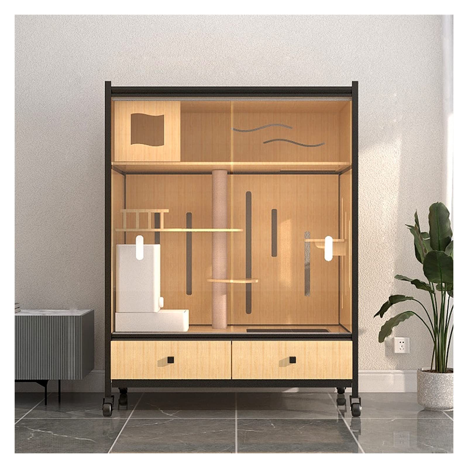 villa per gatti Gabbia for gatti a doppio strato, villa for, sala parto for, gabbia for di grandi dimensioni, T4 Per interni