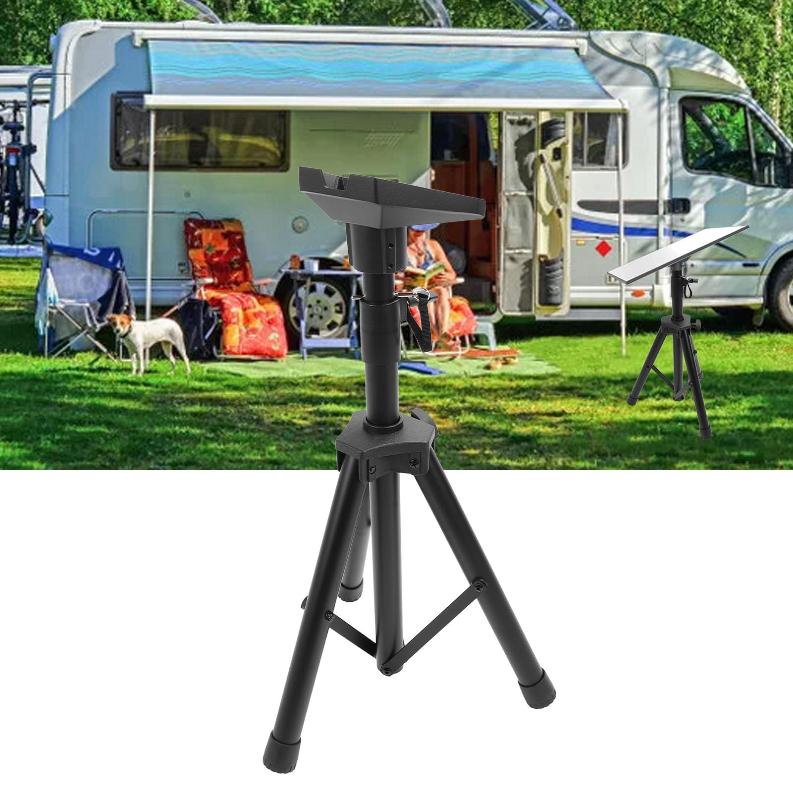 FTVOGUE Soporte Rectangular para Trípode para Satélite, Kit de Montaje de Metal Portátil con Ajustable de 2,2 a 4,4 Pies para Acampar, RV, Viajes, Patio, Internet, Antena Parabólica