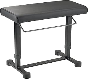 K&amp;M 14080 Piano Bench Uplift Black - Steel, Leatherette - Padded Keyboard Seat Height Adjustable with Gas Lift