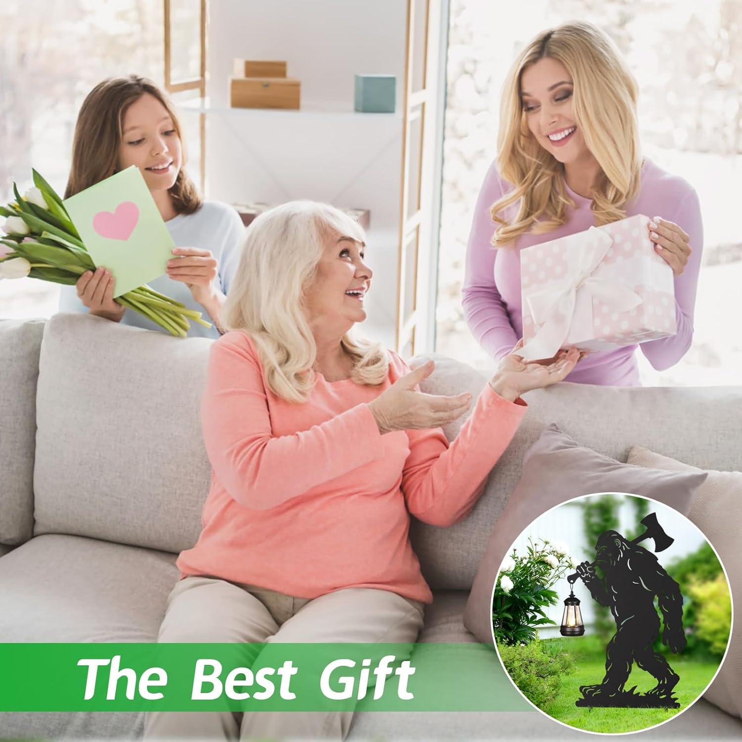 Bigfoot Metal Garden Stakes Decorative 2Pack,Solar Lights Outdoor Garden Decor Stake,Birthday Gifts for Mom Women,Decorative Metal Housewarming Ornament for Lawn Patio Yard Pathway Black. - Image 6