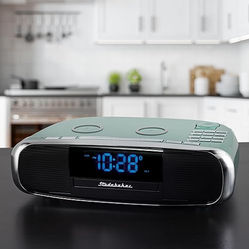 Miniatura 10 de Studebaker Workstaton Sistema de música HiFi con Bluetooth, radio FM, CD y estación de carga inalámbrica Qi (blanco)