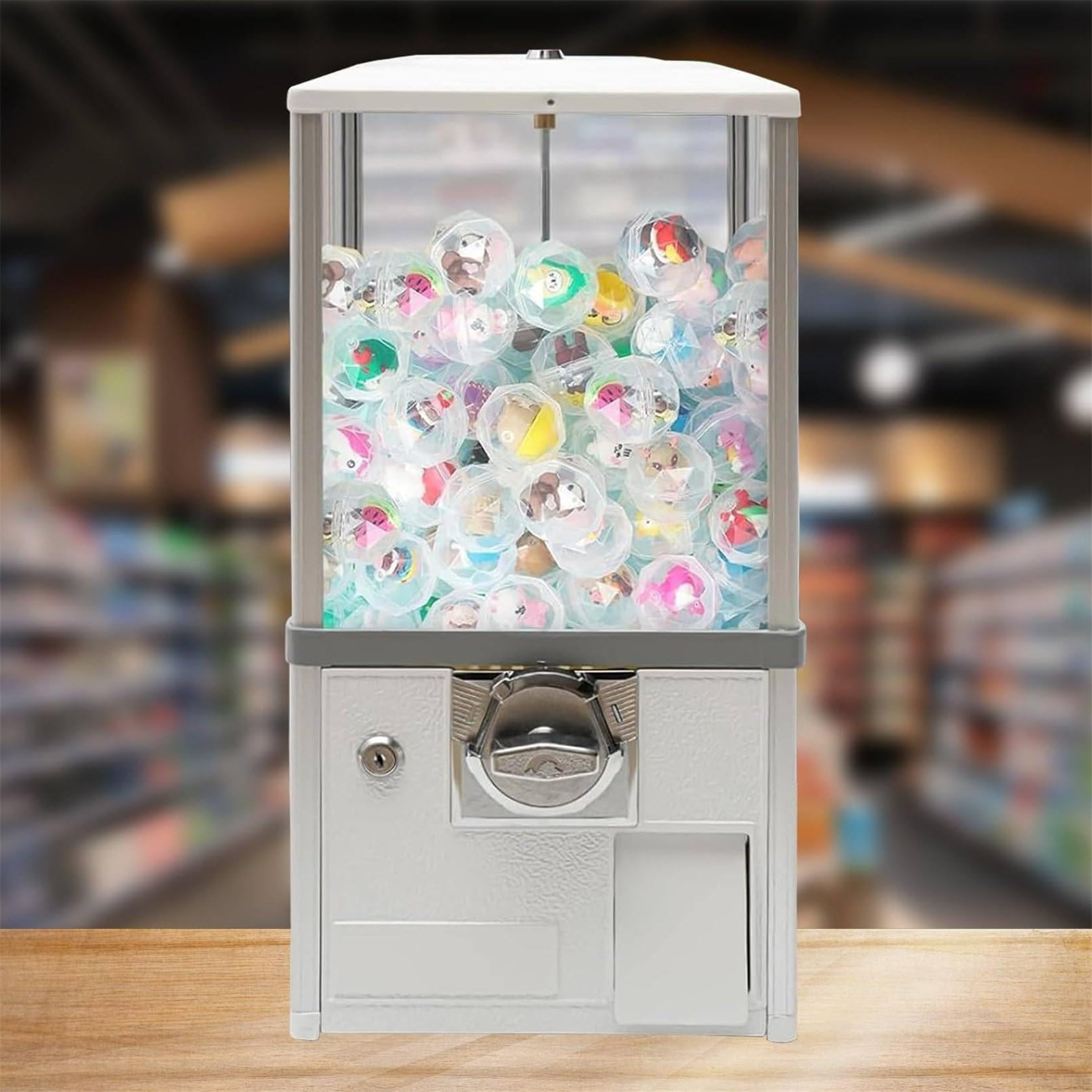 Distributeur Automatique de Boules de Gomme pour Capsules 1,26 Pouces, Bonbons ou Noix, Autoportant, Blanc