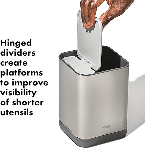 Miniatura 3 de OXO Good Grips - Organizador ajustable de acero inoxidable, soporte pequeño para utensilios