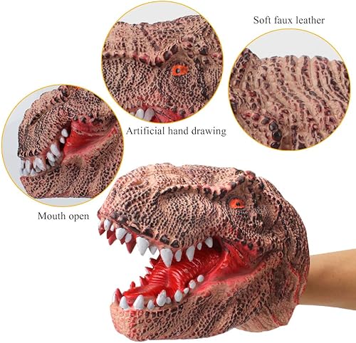 Miniatura 3 de 2 marionetas de mano de dinosaurio y marionetas de mano de tiburón, guantes de cabeza de dinosaurio de batalla, marionetas de mano de tiburón de