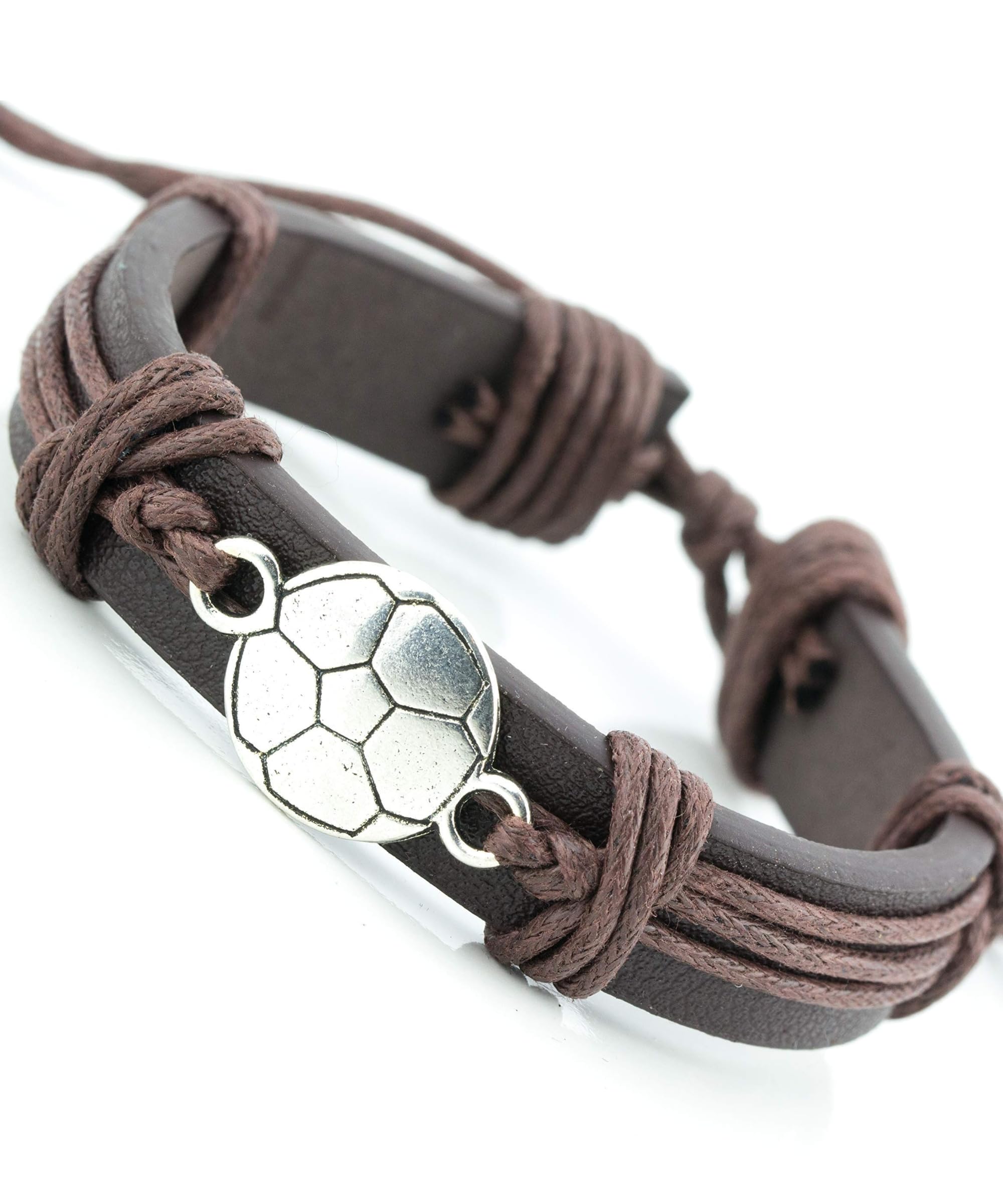 Sports Leather Wrap Bracelets for Men &amp; Teens, Team Sport Jewelry for High School, Teenagers Charm Bracelet Adjustable Sizing