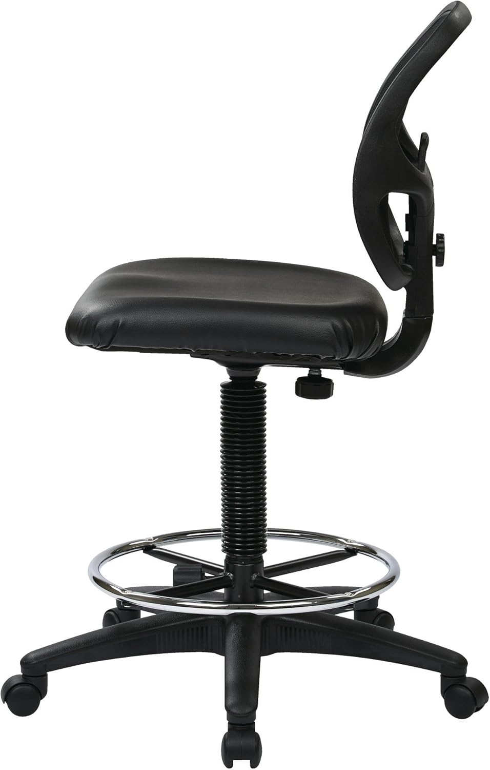 Office Star DC Series Deluxe Mesh Back Ergonomic Drafting Chair with Lumbar Support and Adjustable Footring, Black Vinyl : Office Products