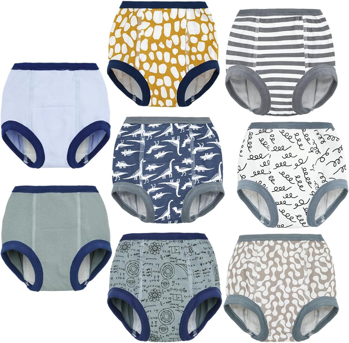 ALVABABY Baby Potty Training Pants 8 Pack Cotton Absorbent Reusable Toilet Training Underwear for Toddler Girls Boys 2T-4T 8XC01A-4TJ
