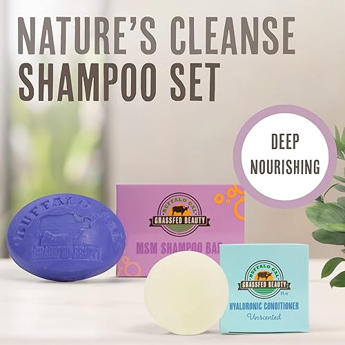 Vista 2 de MSM Barra de champú + barra de acondicionador de cabello hialurónico, champú y acondicionador en barra sólida para el crecimiento del cabello, sin