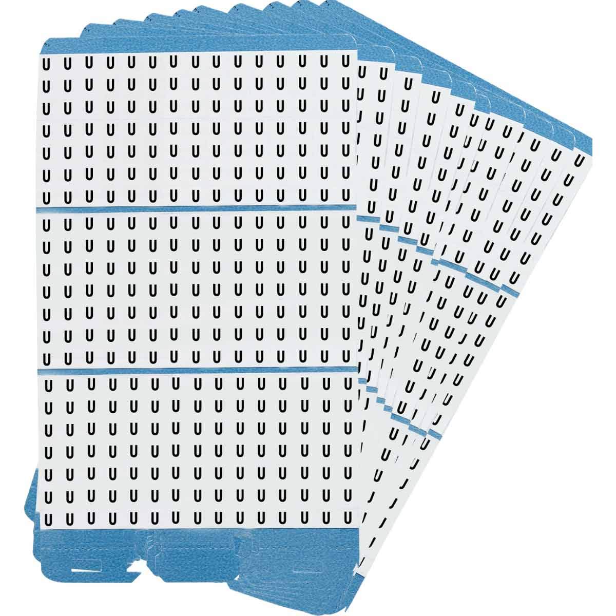 Brady PWM-U Wire Marker, Legend U, Repositionable Vinyl Cloth, Black on White (Pack of 10)