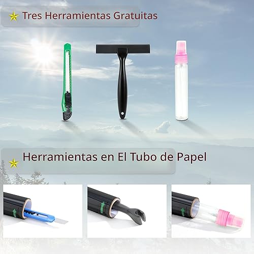 Miniatura 2 de FuFin Película de privacidad unidireccional para ventana con herramientas de instalación gratuitas, material PET de alta calidad, control de calor,