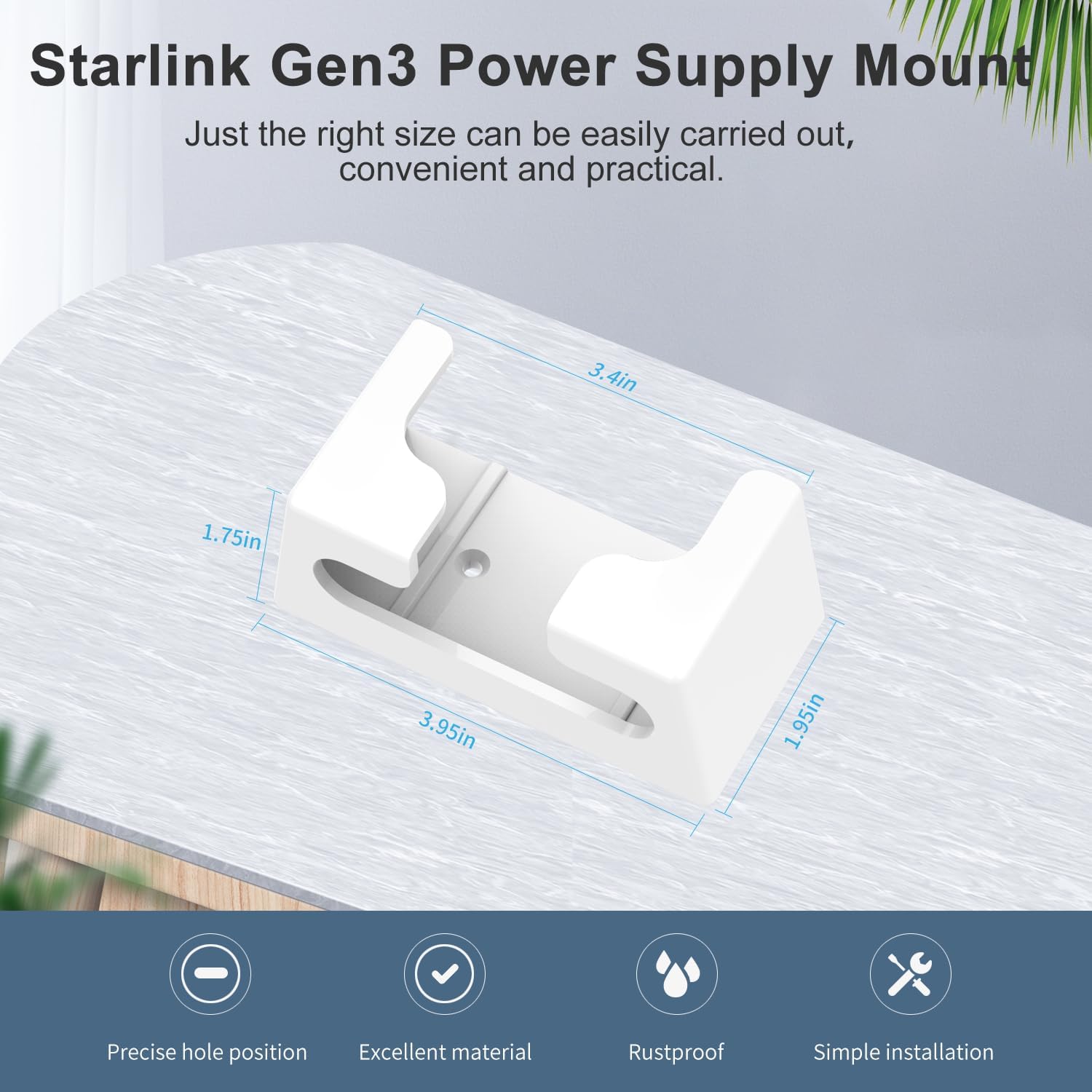 Starlink Gen 3 Power Supply Wall Mount - Secure Adhesive & Screw Mount Bracket Holder with Cable Management, Compatible with Starlink Standard Gen 3 Power Adapter