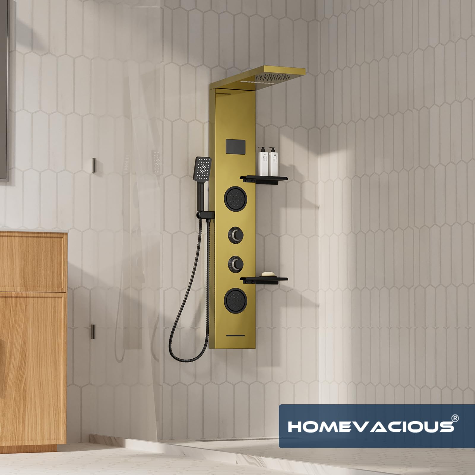 Homevacious Gold Shower Panel - Rainfall & Jets -2 Homevacious Gold Shower Panel - Rainfall & Jets -2