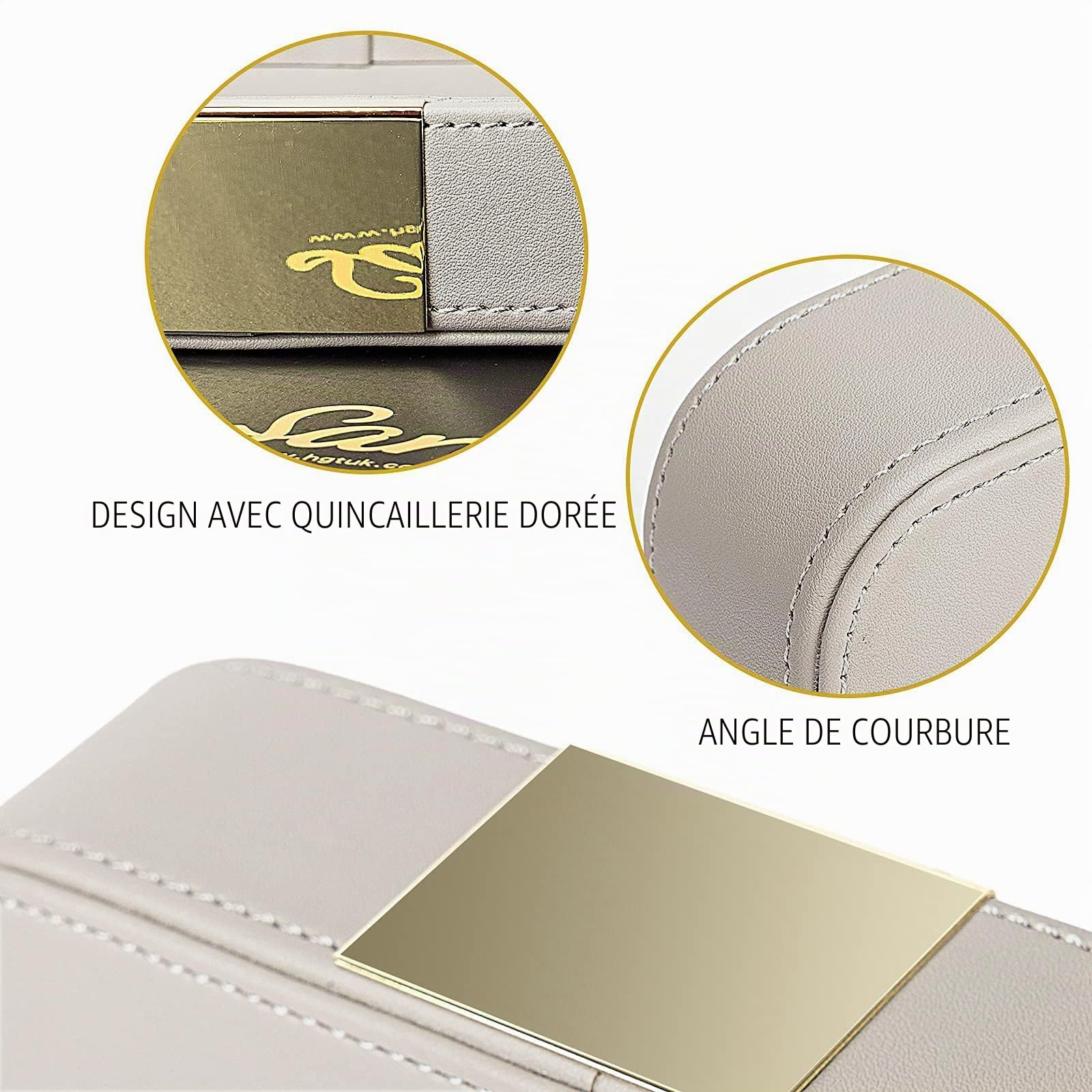 SANZIE Petit organiseur de bureau en cuir de luxe, plateau décoratif pour table d'entrée pour ranger bijoux, montre, cosmétiques, clés, téléphone, portefeuille, accessoires de maison et de bureau