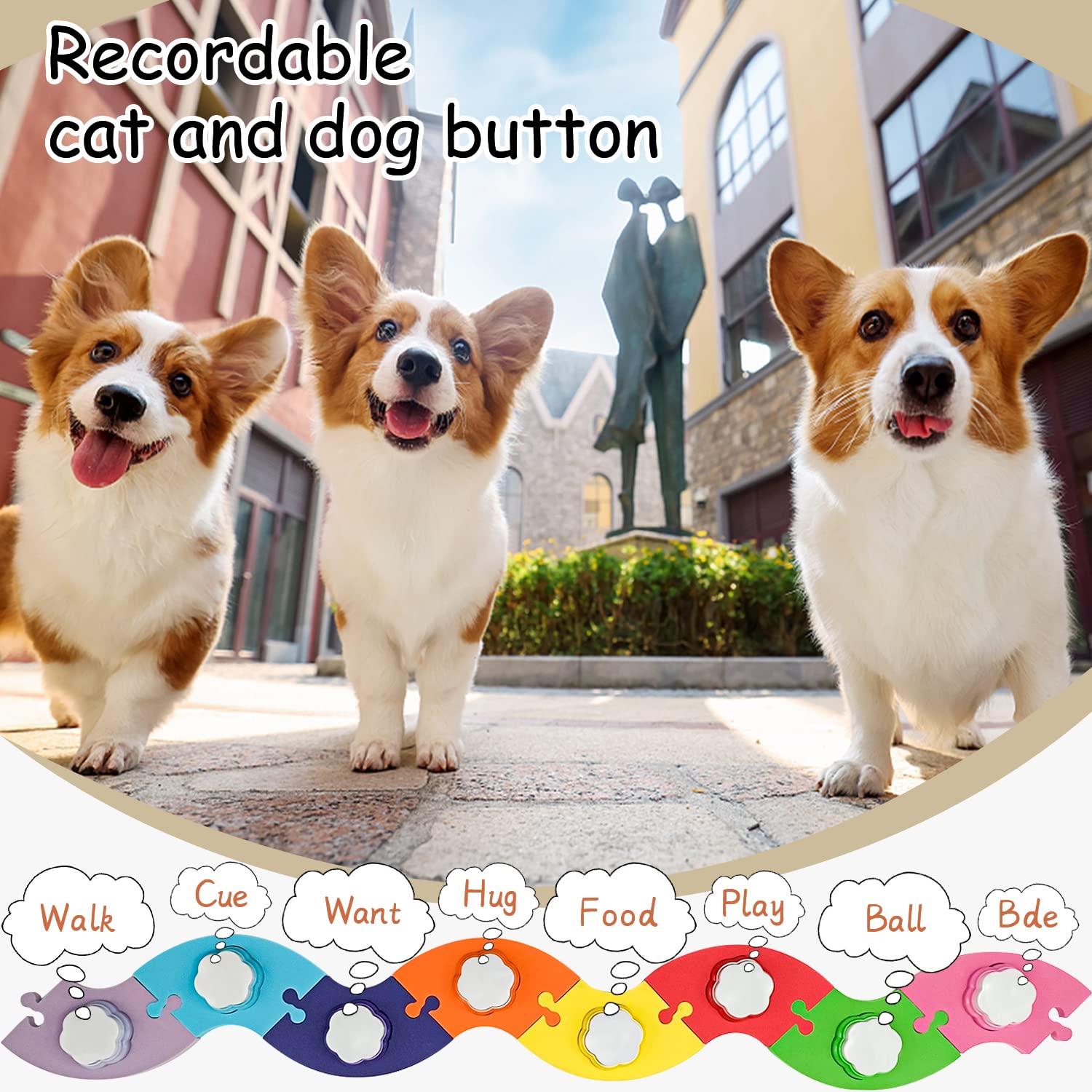 8 Boutons colorés pour Chien, Boutons parlants pour Chien, Set de Boutons de Dressage pour Animaux, Boutons de Communication pour Chien, (Piles Non fournies)