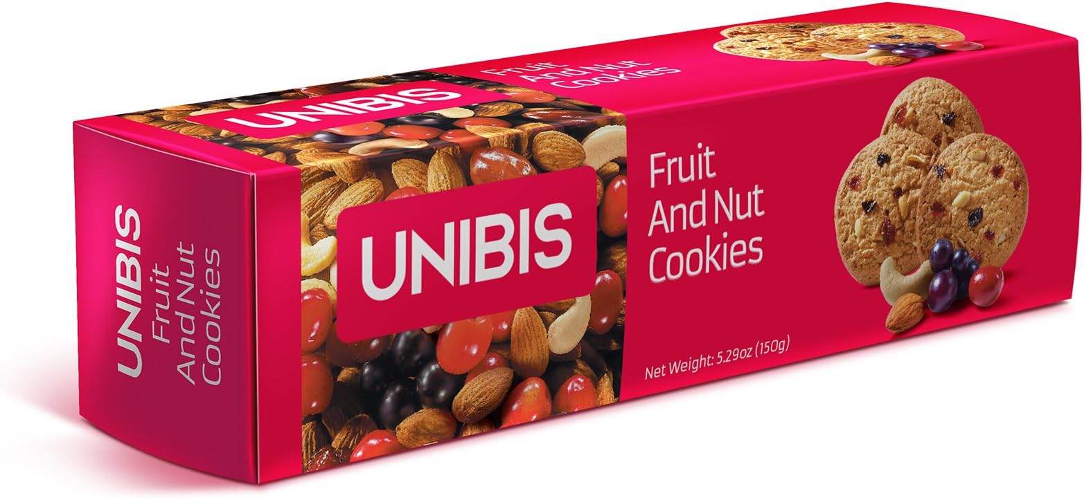 Fruit and Nut Cookies - Pack of 3 X 150 Grams - 1 Pound - UNIBIS