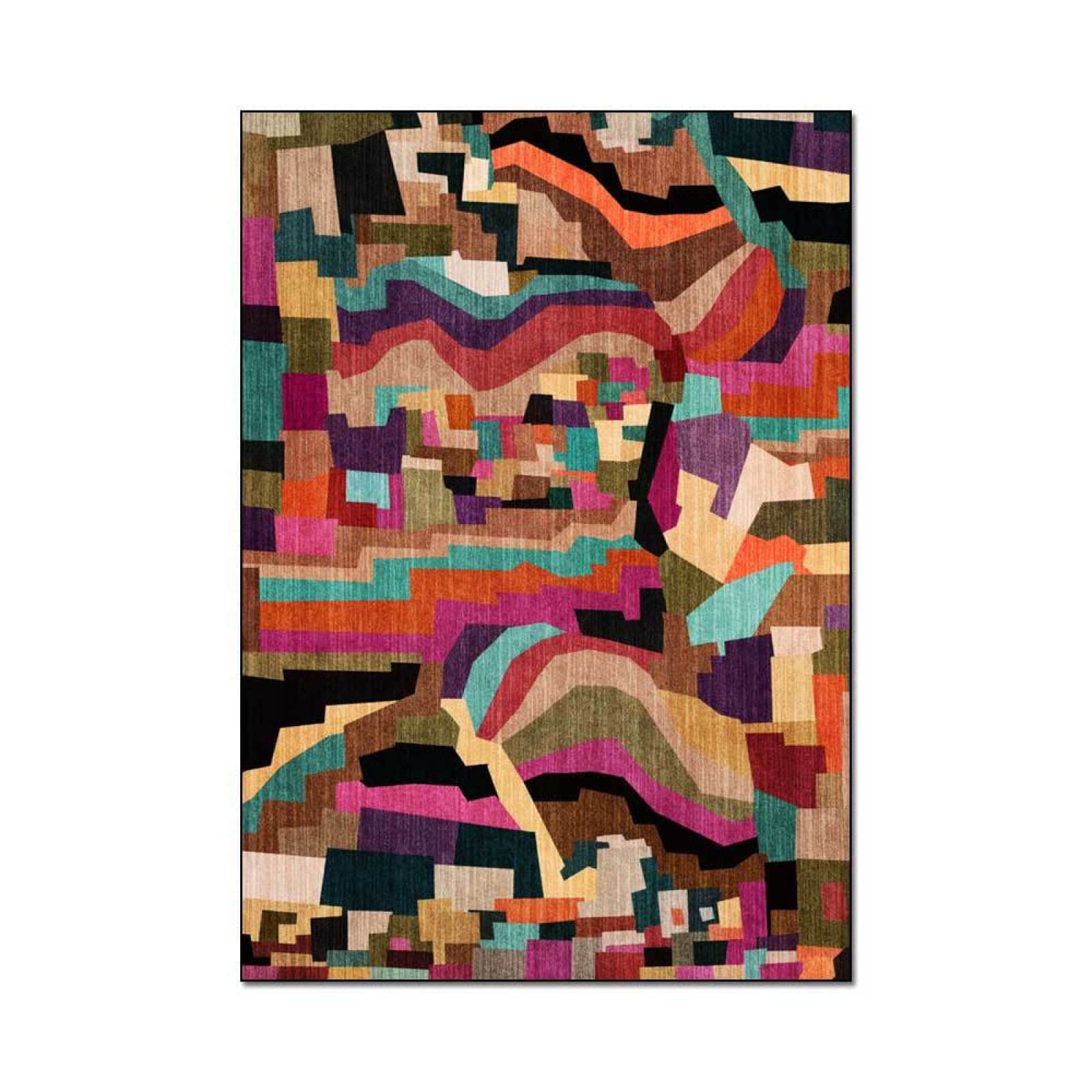 Grand tapis moderne abstrait doux pour salon, chambre à coucher, salle à manger, maison, bureau, design contemporain art déco motif géométrique multicolore 180 x 250 cm