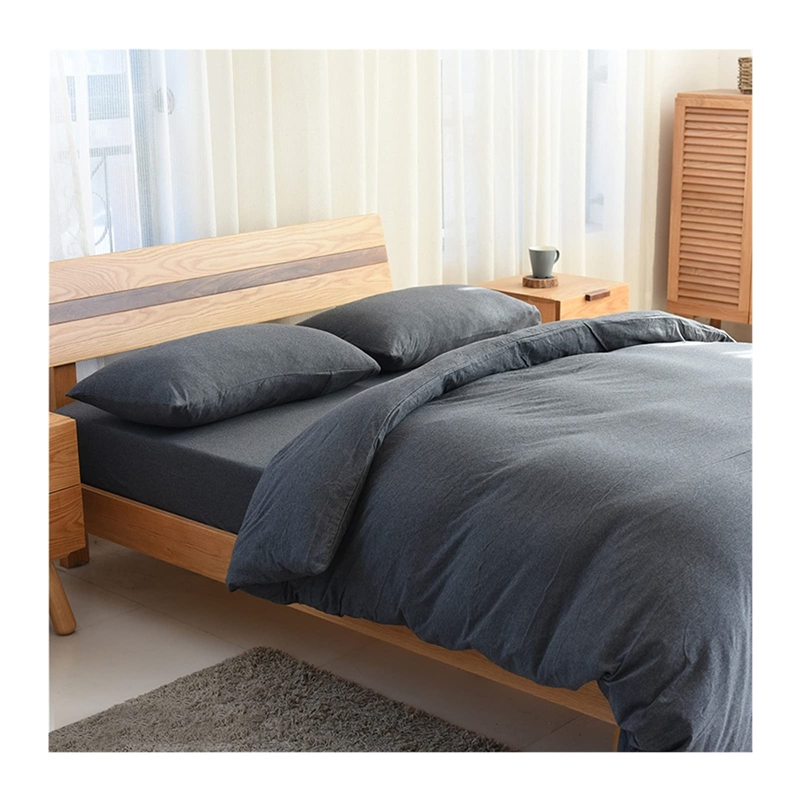 Drap housse et housse de couette anti-glisse en jersey de coton avec fermeture zip