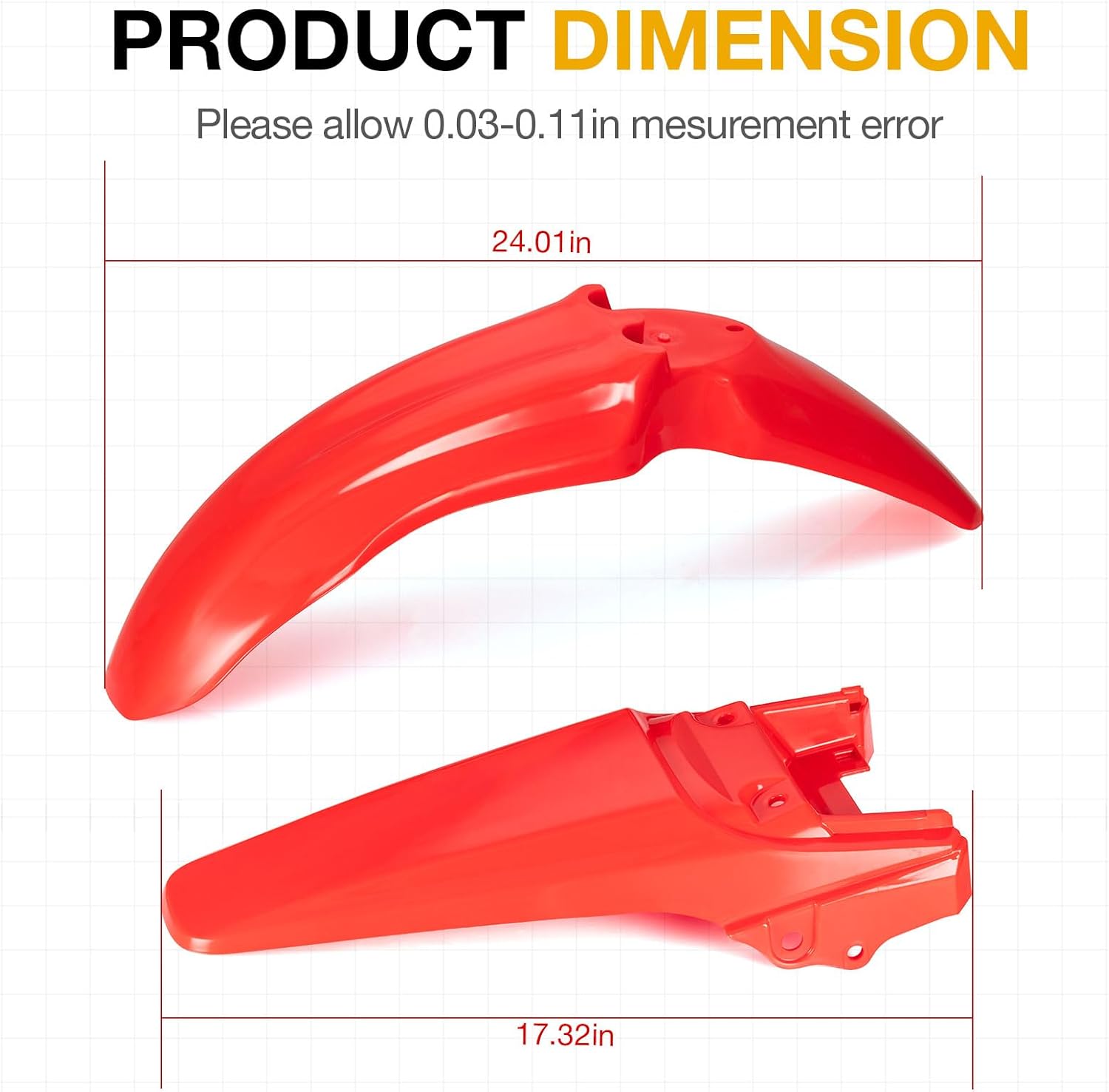 Front Rear Plastic Mud Guards Red for Honda CRF 80 100 CRF80F CRF100F 2004 2005 2006 2007 2008