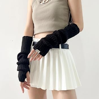 DUNKOING Cute Knitted Arm Warmer Kawaii Y2K Long Arm Sleeve