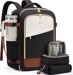 LOVEVOOK 40L Travel Backpack for Women - Flight Approved Carry-On, Fits 17" Laptop, Waterproof Weekender with 3 Packing Cubes