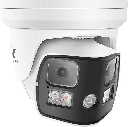 ONWOTE 180° Dual-Lens 4K 8MP PoE IP Security Camera, 2 Way Audio, AI Human Vehicle Detection Trigger Color Night Vision, Indoor/Outdoor, Commercial Wired Camera for Business, Add-on to PoE NVR System