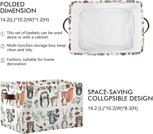 Miniatura 3 de senya Cesta de almacenamiento de 2 piezas, bolsa de ropa plegable grande, rectangular, plegable, de tela, cesta de lavado plegable, lindos animales