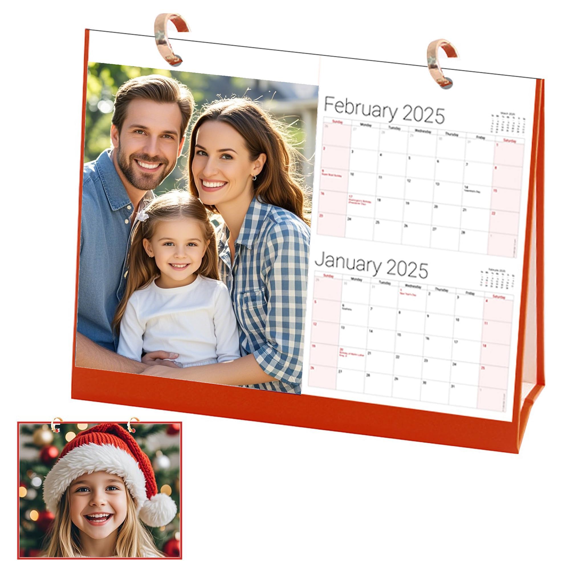 Personalised Calendar 2026 | Photo Calendar 2026 | Print Your 7 Photos, Custom Desk Calendar 2026, 3.93x6.69 inch (6+1 Photo)