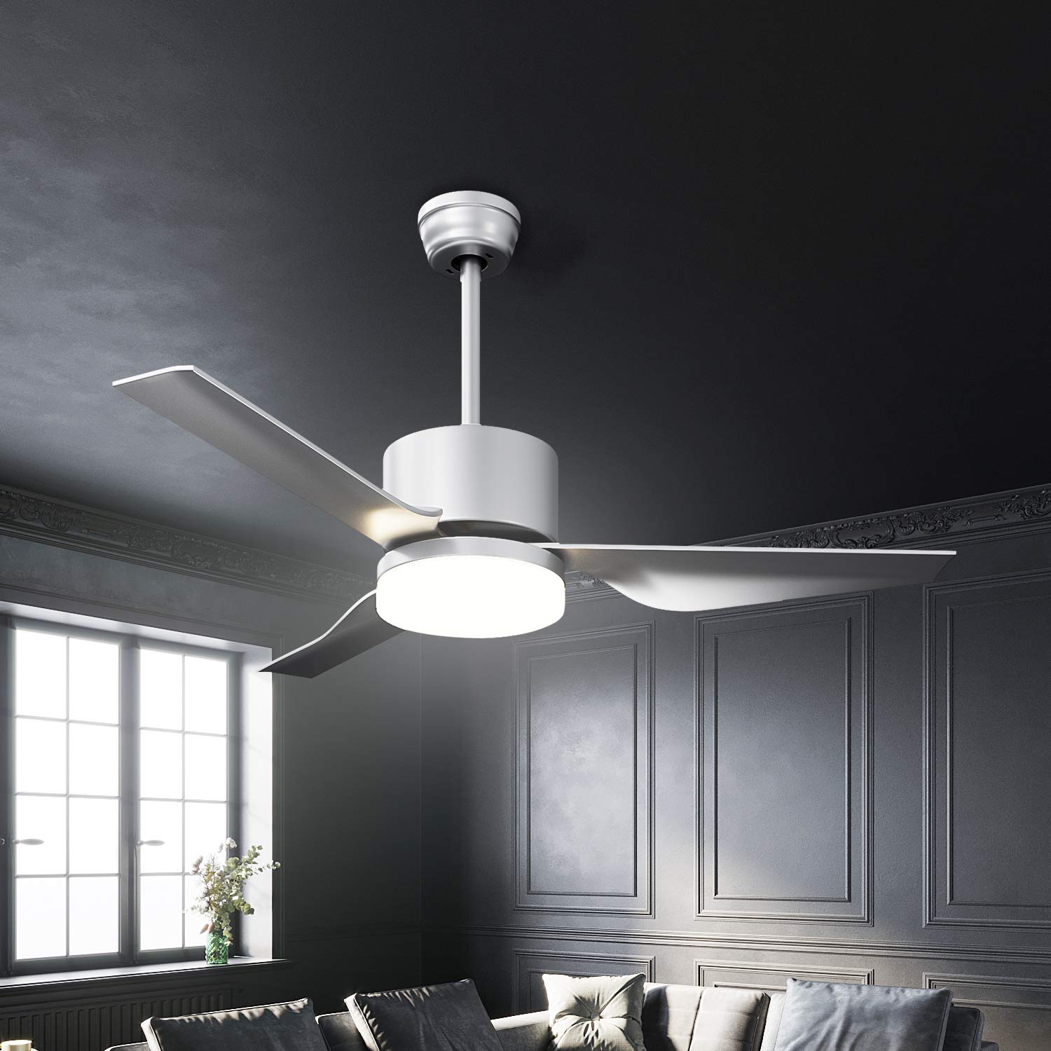 Buy ELEGANT Ceiling Fans with LED Lights and Remote Control,Matt Sliver