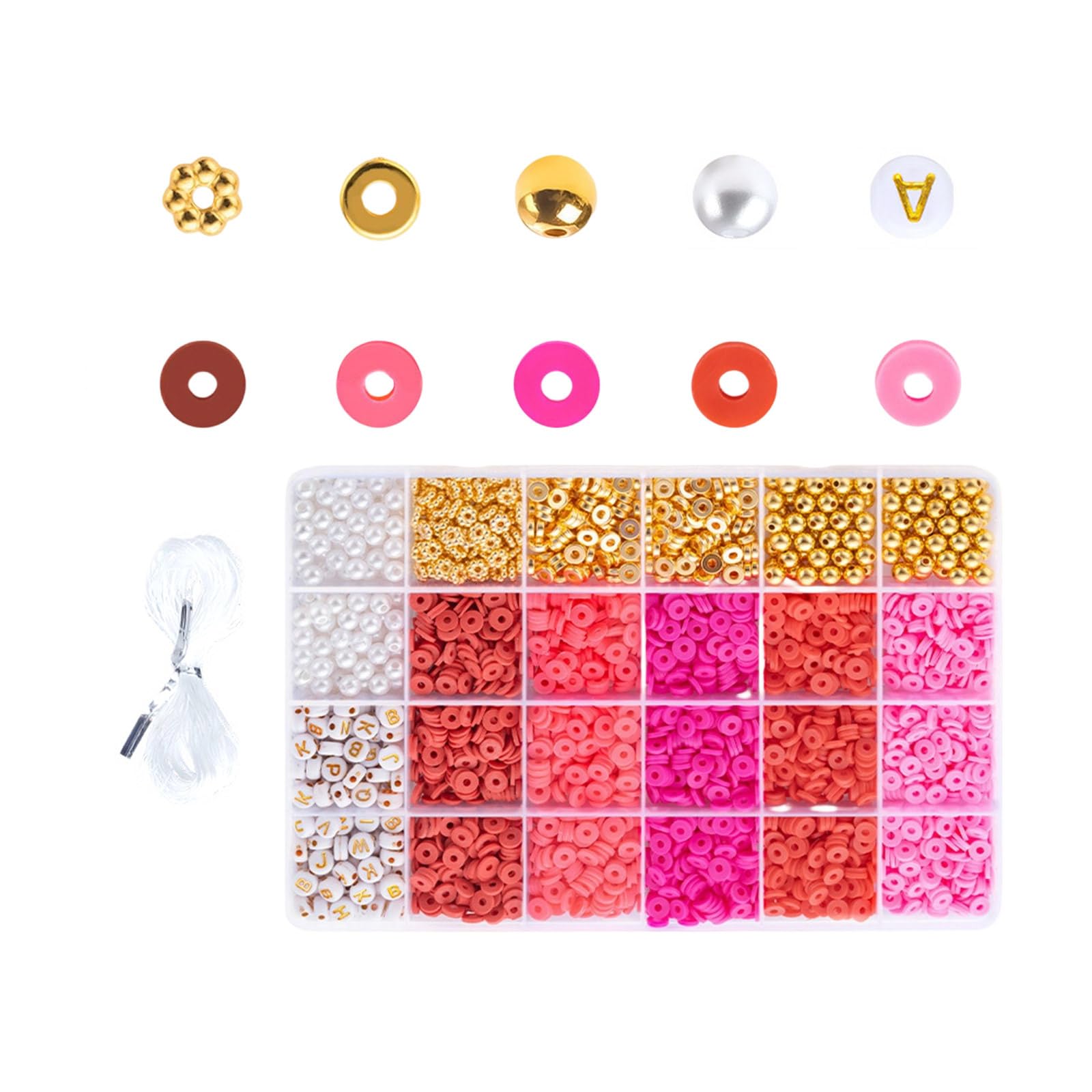 Buxuaaaa Red Series Beads Set Craft Beads Round Spacer Clay Jewelry Letter For Bracelets Jewelry Making Clay Set