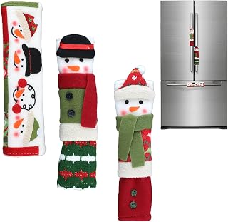 3pcs Snowman Refrigerator Door Handle Cover, Christmas Door Cover Christmas Knob Covers Appliance Fridge Handle Protector Christmas Decorations for Refrigerator Oven Dishwasher