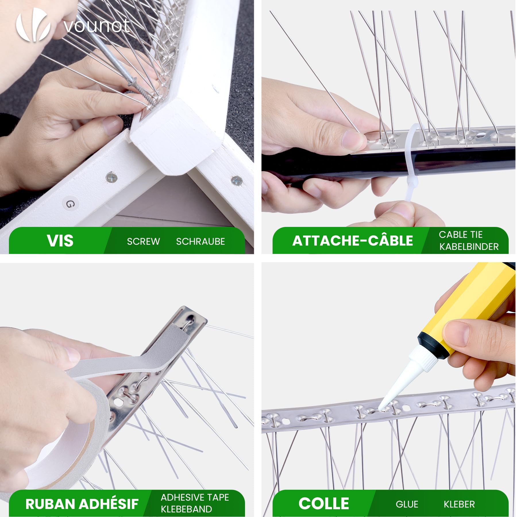 VOUNOT® Pic Anti-Pigeon en Acier Inoxydable 7.5M Pic Anti Oiseaux avec Attaches Câbles Facile à Installer sur Toit Balcon Fenêtre 30 Pcs x 25cm pour eloigner Les Corbeaux Les Mouettes et Les Moineaux