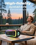 Haut-parleur Bluetooth portable, IPX6 imperméable 20W HiFi Son stéréo avec basse profonde 12H Temps de jeu BT 5.2 sans fil TWS 7 Boîte à son Color Lights pour Smartphone/Tablet/PC Appliquer à la maison/extérieur