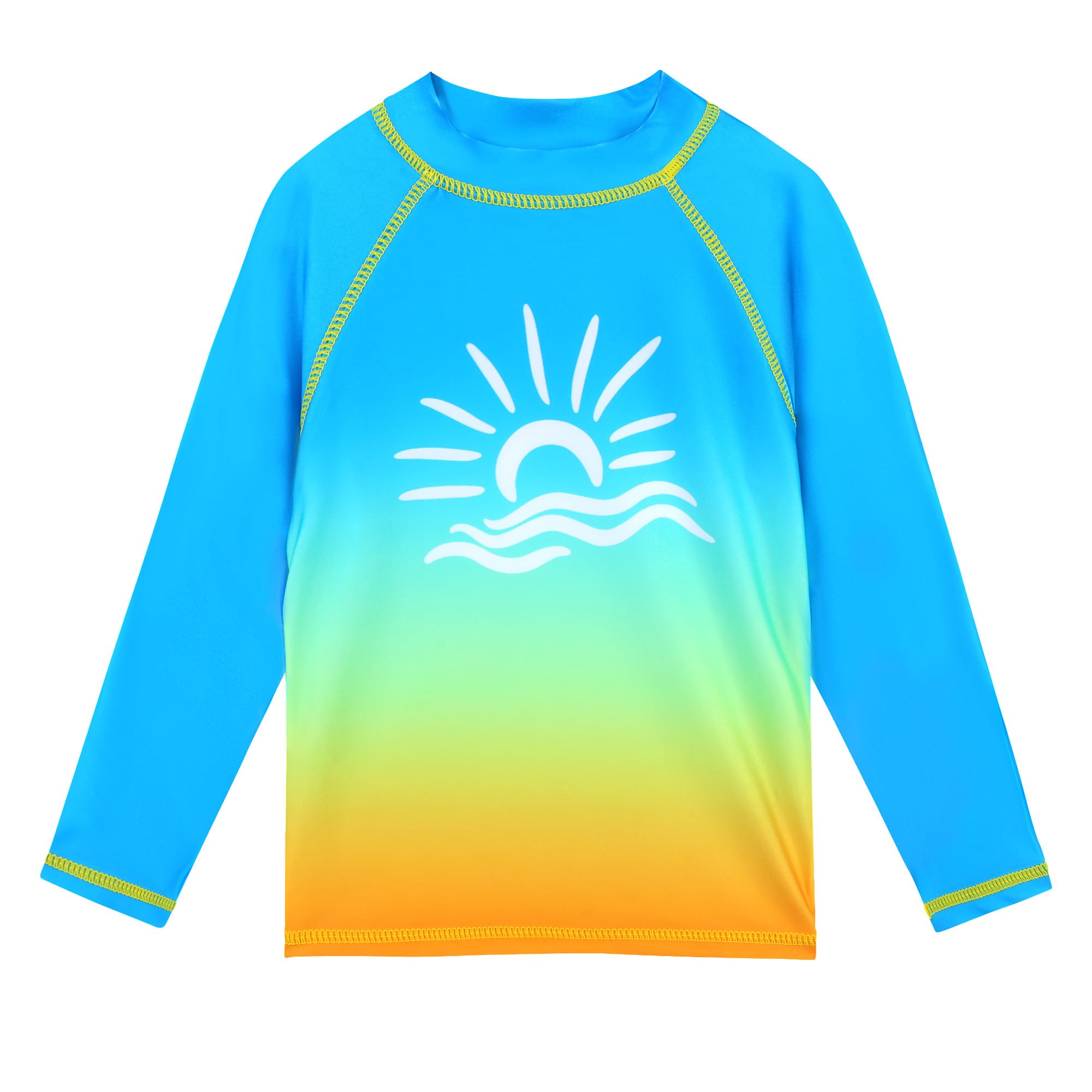 TFJH E Girls &amp; Boys Long Sleeve Rashgurad Swimsuit UPF 50+ Kids Swimwear Sunsuits