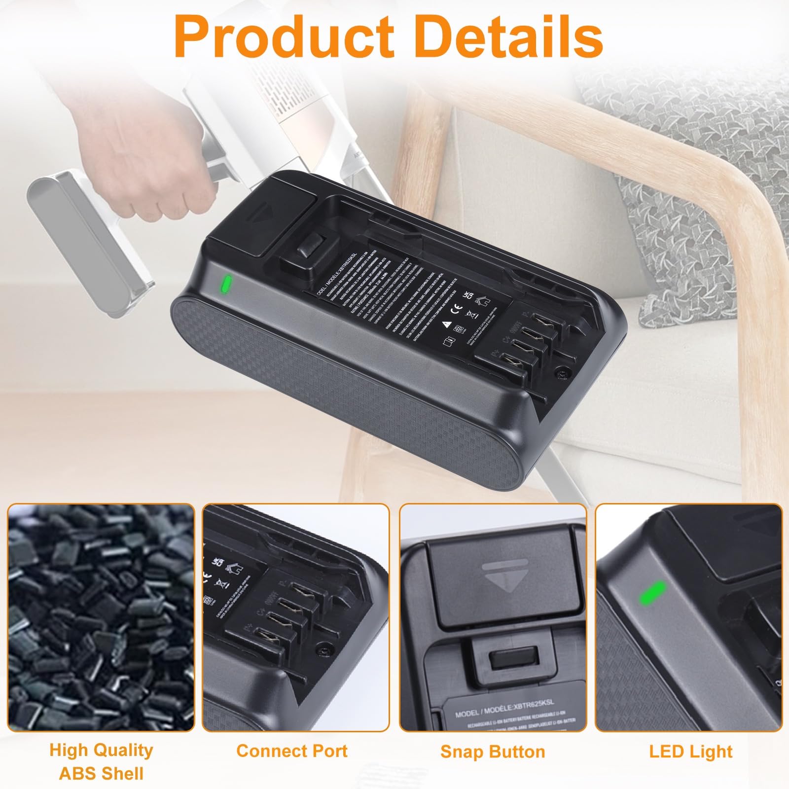 Batería de Li-ION de repuesto IW3511, 21,6 V 3000 mAh, compatible con Shark XBTR625KSL XBTR625KSLEU, para robot aspirador