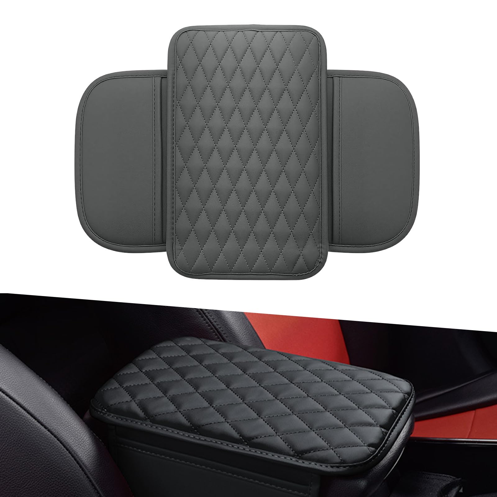 JIAHAI Car Armrest Cushion for BMW iX3 (G08) 2020-2024, Scratch Car Center Console Cover, Auto Center Console Pad with 2 Storage Bags, Protection Middle Console Cover