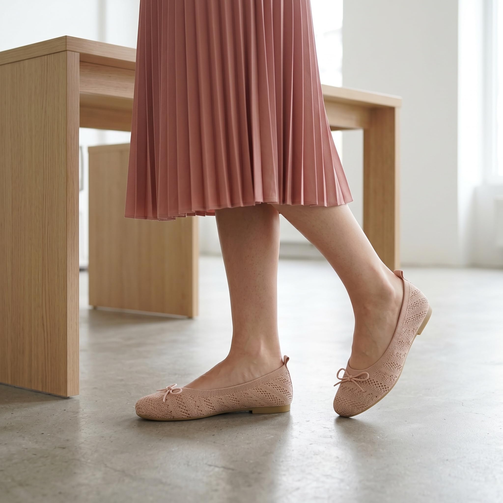 Ballerines en tissu pour femme, avec nœud, antidérapantes, type manolétine ultra douce