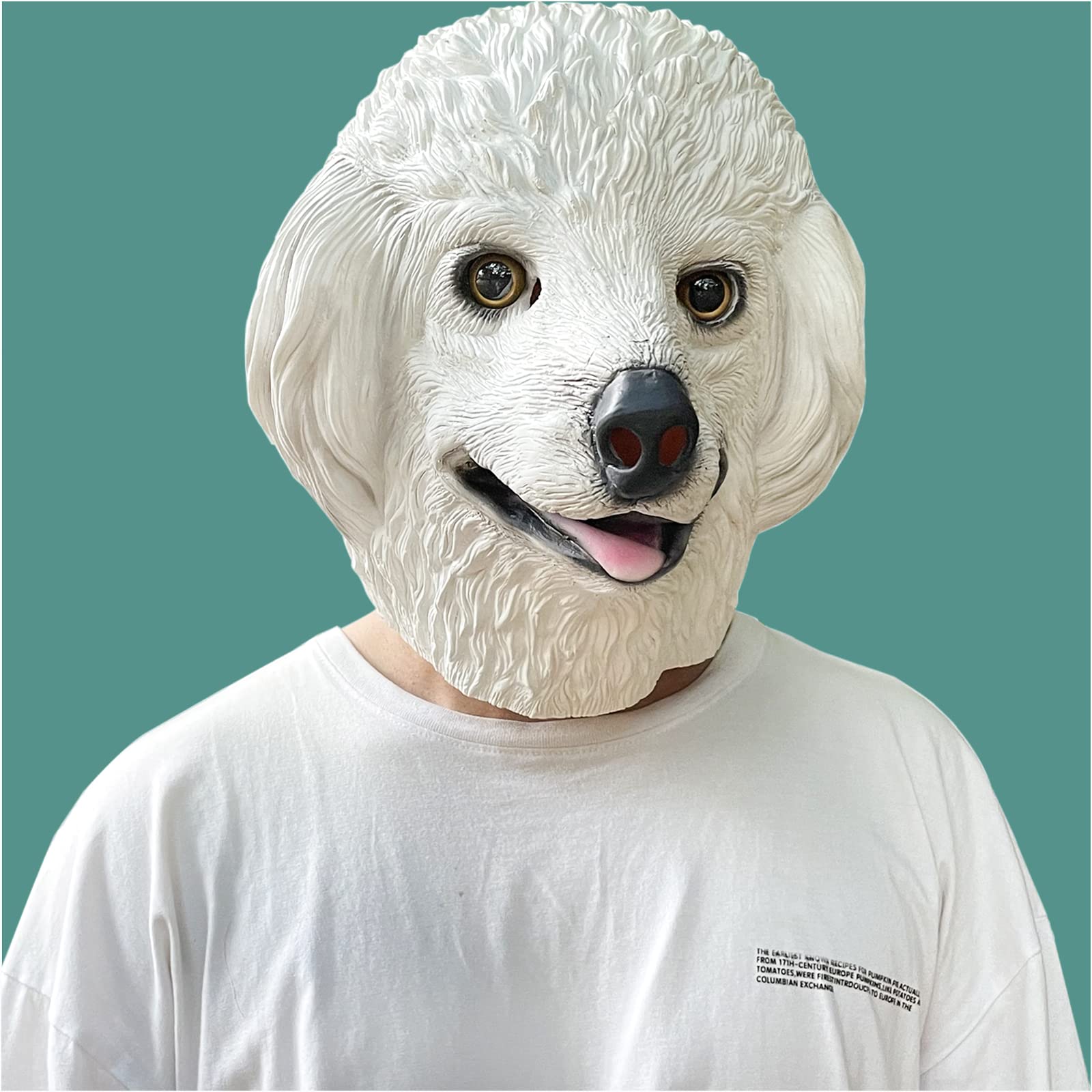 ifkooPoodle Mask Halloween Latex Animal Dress Up Novelty Cosplay Prop Costume Party for Adult (White)