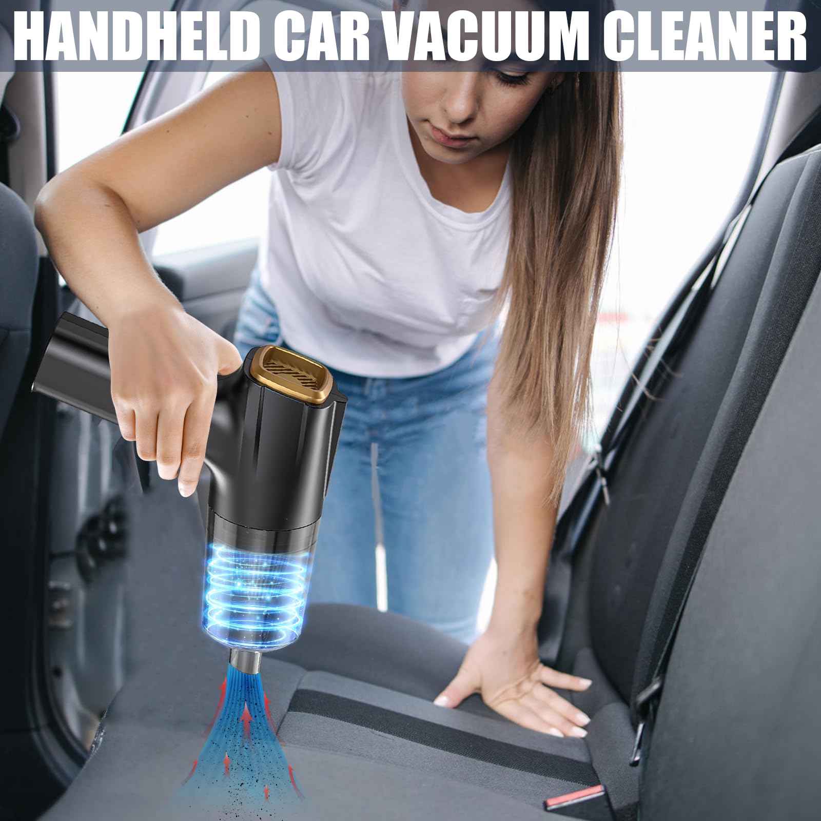 Aspirateur à main SERVOMASTER, mini aspirateur de voiture sans fil puissant avec batterie rechargeable, aspirateur de table avec accessoires intérieurs HEPA Kit de nettoyage neuf - Bricolage