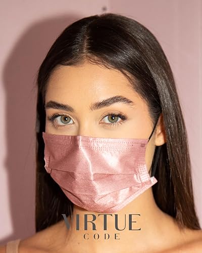 Miniatura 10 de VIRTUE CODE Máscaras faciales de apoyo, mascarillas suaves y cómodas de 3 capas, coloridas mascarillas desechables paquete de 50 máscaras faciales