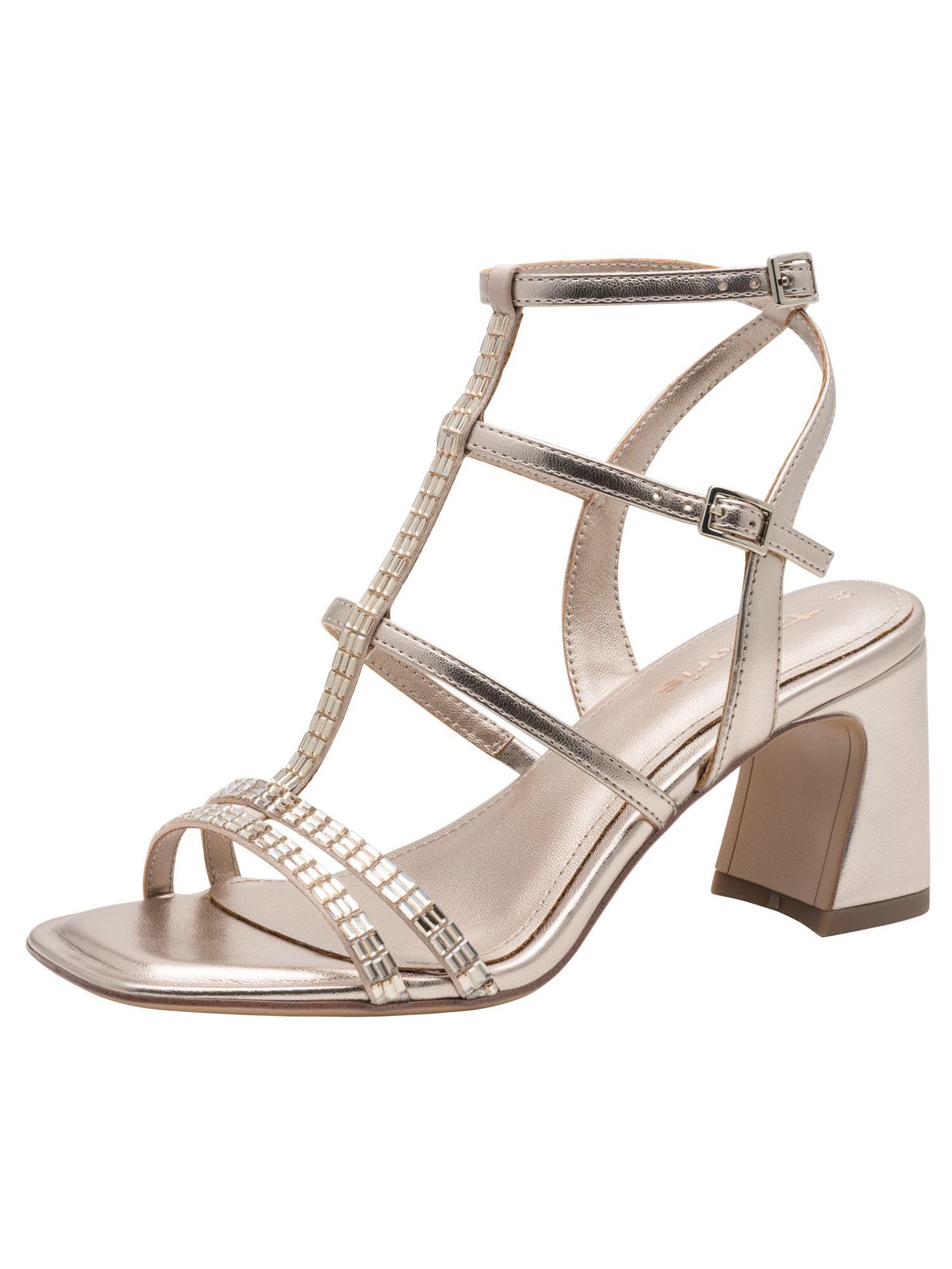 Tamaris Women’s sandal with block heel metallic 6.5 UK