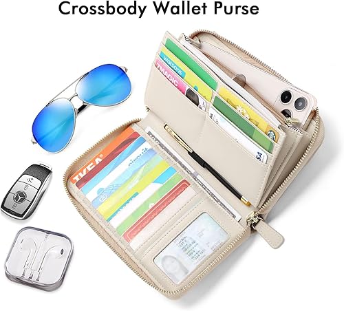 Miniatura 5 de nuoku Carteras para mujeres con ranuras para tarjetas de crédito con bloqueo RFID de gran capacidad