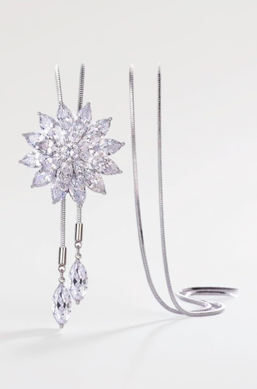 Shining Diva Fashion Jewellery Crystal Flower Long Chain Stylish Pendant Necklace for Women and Girls-(rrsd9272np)