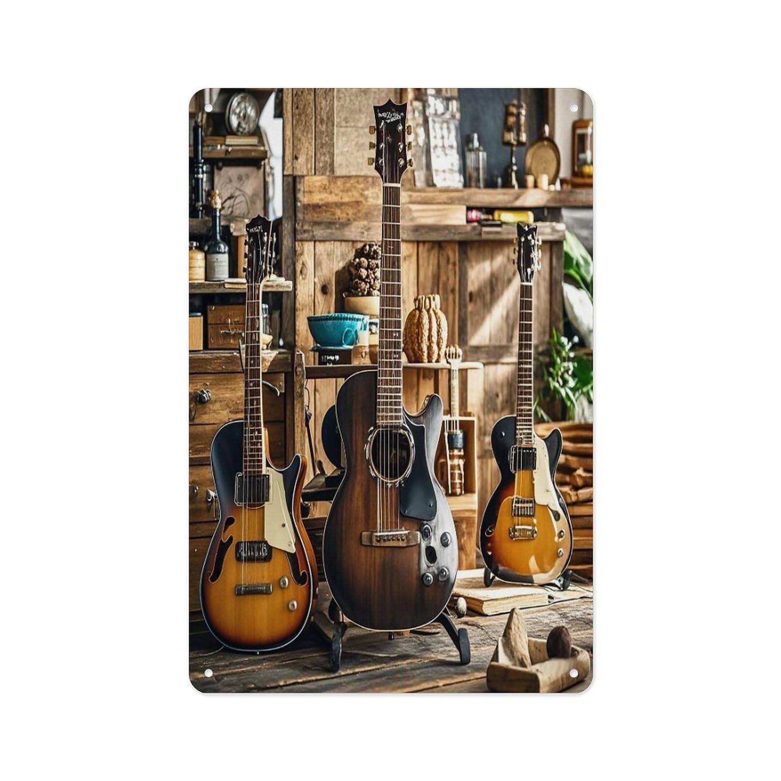 Fekiloot Style Guitar Musical Instrument Wall Decor Metal Signs Tin Signs Poster