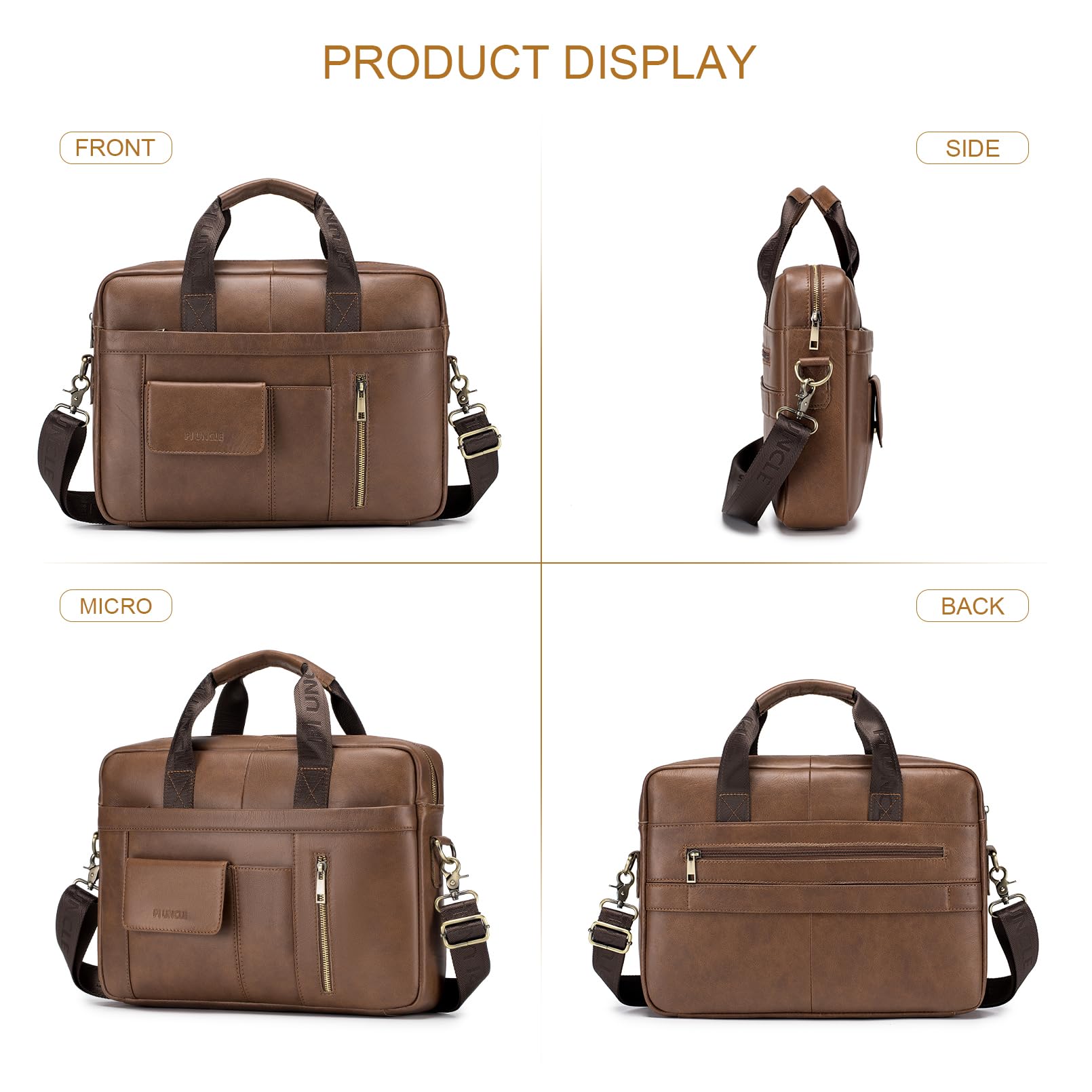SPAHER Portadocumentos Hombre Cuero Portafolios Hombre Maletin Portatil 15,6 Pulgadas Maletín Ordenador Maletín de Trabajo Cuero Bolso Trabajo Bolso Negocios