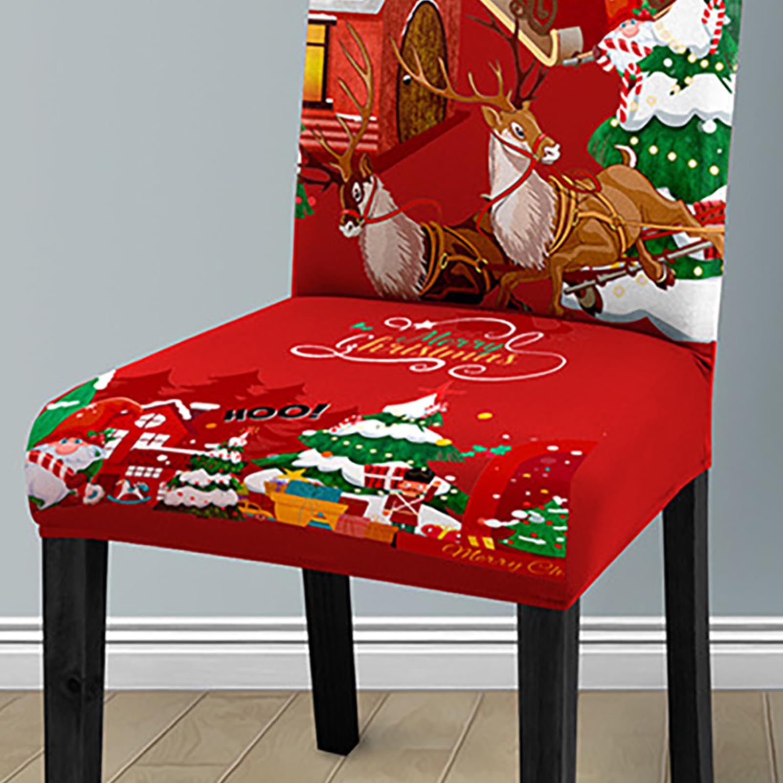 Set di 6/8 coprisedie natalizie, coprisedili natalizi in flanella rossa elasticizzata per schienali di sedie, coprisedia con cappelli da Babbo Natale per decorazione natalizia festiva | SHEIN ALIA